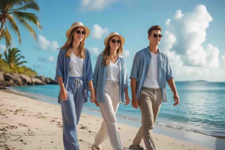 Chloe and Halle Spotted With Jonah on Reduit Beach