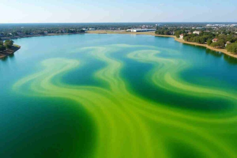 Aerial Shot of an Algal Bloom in Lake Grapevine