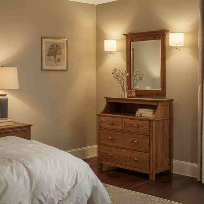 Sauder New Grange Wooden Butler Dressing Station in Vintage Oak