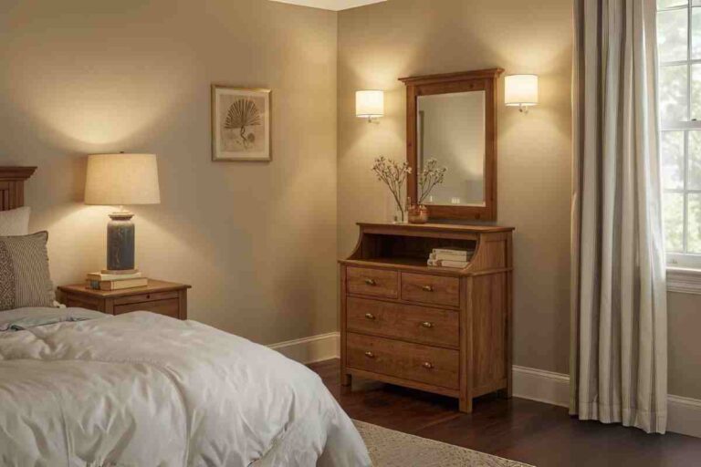 Sauder New Grange Wooden Butler Dressing Station in Vintage Oak