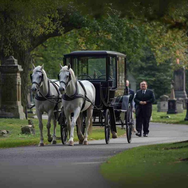 White Horses With Horse to Carry Casket in Albany Ny