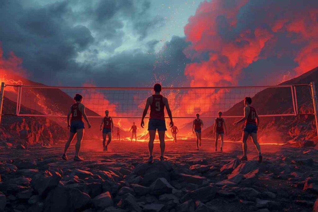 Who Did Nuno Play Volleyball With in Muno's Volcano Volleyball